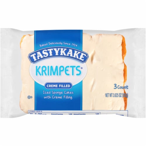 Tastykake Creme Filled Krimpets 3 Sponge Cakes Perspective: front