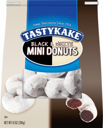 Tastykake Black & White Mini Donuts, Chocolate Donuts, 10 oz Bag Perspective: front