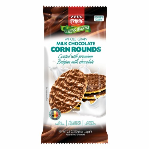 Paskesz Corn Cakes Round Milk Chocolate Perspective: front