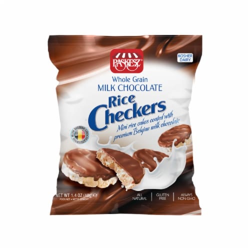 Paskesz Chocolate Whole Grain Rice Checkers Perspective: front