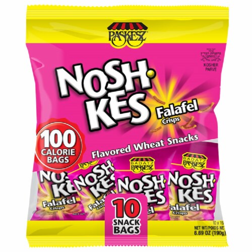 Paskesz Noshkes Falafel Crisps Flavored Wheat Snacks Perspective: front