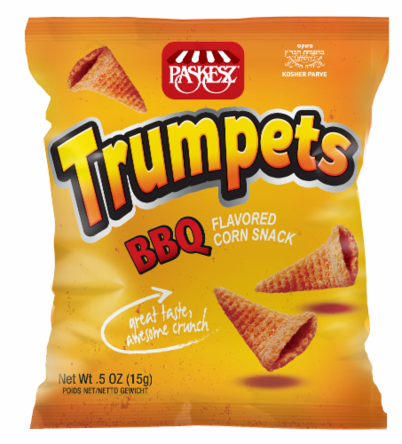 Paskesz BBQ Trumpets Corn Snack Perspective: front