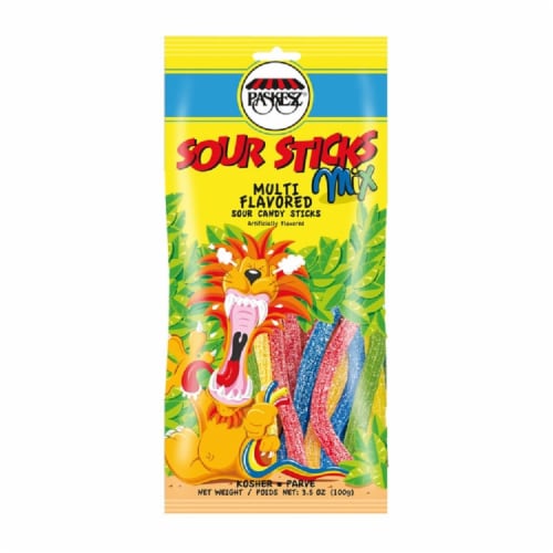 Paskesz Sour Stix Mix Candy Perspective: front