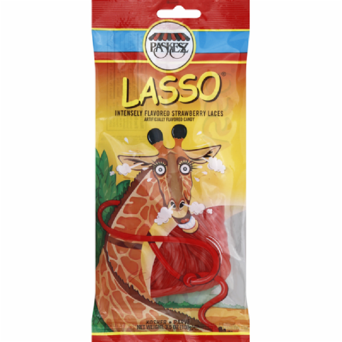 Paskesz Lasso® Strawberry Flavor Candy Laces Perspective: front