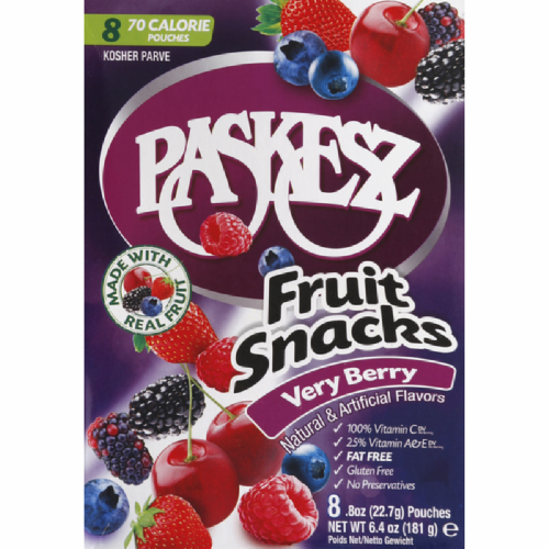 Paskesz Very Berry Fruit Snacks Perspective: front