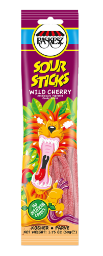 Paslesz Wild Cherry Sour Stick Candy Perspective: front