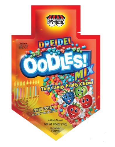 Paskesz Dreidel Oodles Fruit Chews Mix Perspective: front