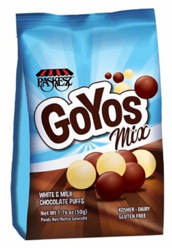 Paskesz® GoYos Mix White & Milk Chocolate Puffs Perspective: front