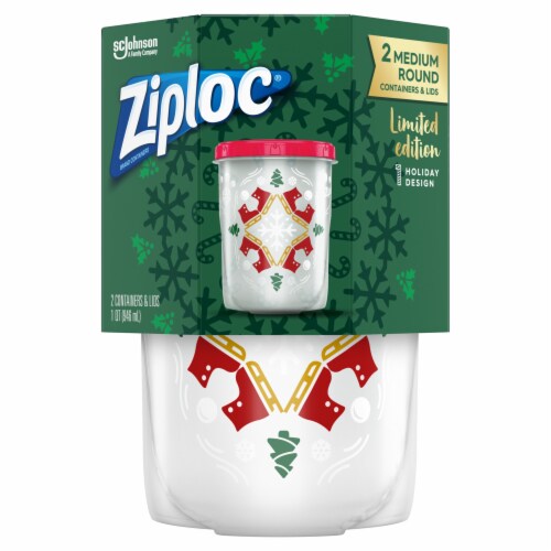 Ziploc Limited Edition Holiday Design Small Round Containers & Lids - 3  Pack, 1 pt - Kroger