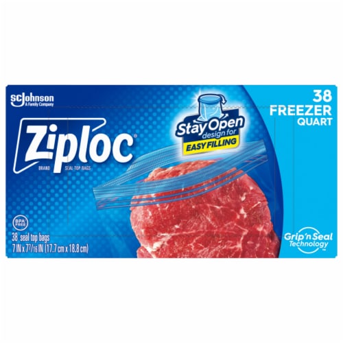 Ziploc Quart Freezer Bags Press to Close 38 Count Perspective: front