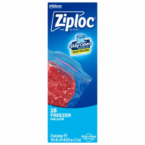 Ziploc Gallon Freezer Bags Press to Close 28 Count Perspective: front