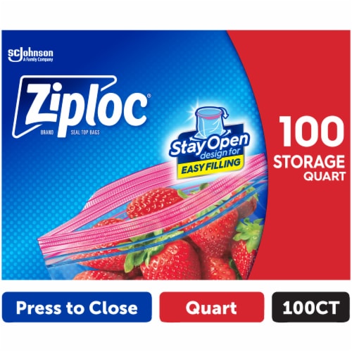 Ziploc Brand Quart Storage Bags with Grip 'n Seal Technology, 100 ct ...