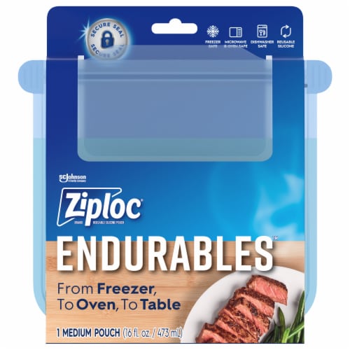 Ziploc® Endurables™ Medium Pouch Reusable Silicone Press To Seal Food Storage Container Perspective: front