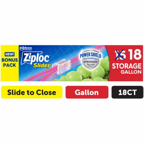 Ziploc Slider Storage Gallon Bags with Power Shield Technology, 18 Count Perspective: front