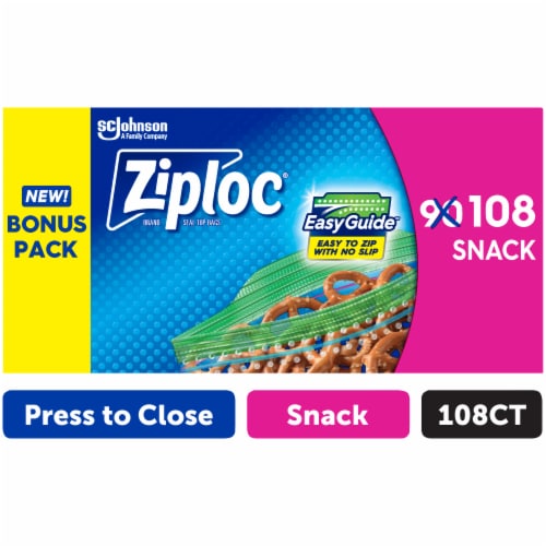Ziploc® Snack Bags with EasyGuide 108 Count Perspective: front