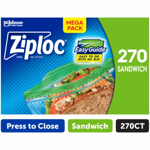 Ziploc® Sandwich Bags with EasyGuide™ 270 Count Perspective: front