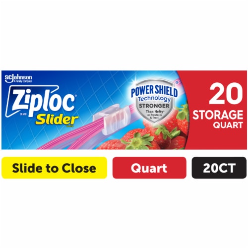 Ziploc® Brand Quart Slider Storage Bags with Power Shield Technology Perspective: front