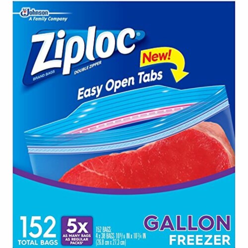 Ziploc Double Zipper Freezer Gallon Bags - Total: 152 Bags (4 x 38 Ct.)