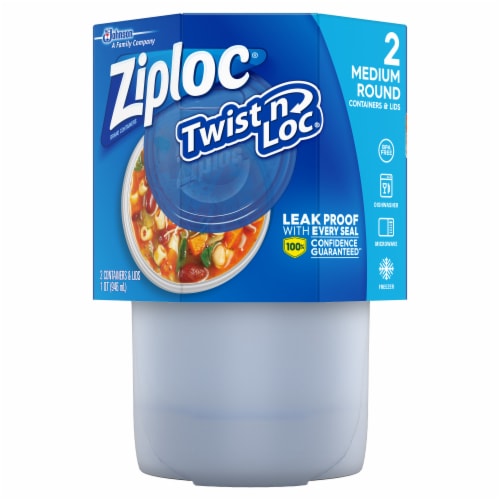 Ziploc® 2 Pack Twist 'n Loc Medium Round Storage Containers, 1 qt - Food 4  Less