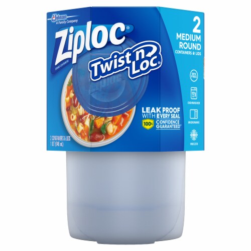 Ziploc® 2 Pack Twist 'n Loc Medium Round Storage Containers Perspective: front
