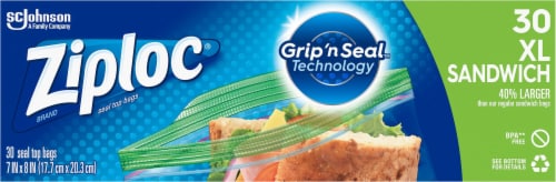 SC Johnson Ziploc® Grip 'N Seal Sandwich XL Storage Bags, 30 ct - Pay Less  Super Markets