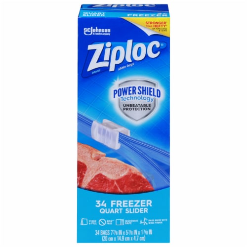 Ziploc Brand Slider Freezer Bags with Power Shield Technology, Quart, 50 Count