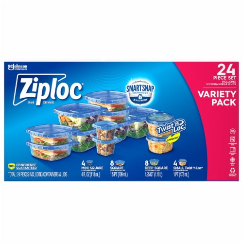 Ziploc Food Storage Container Set Variety Pack, 24 pc Fred Meyer