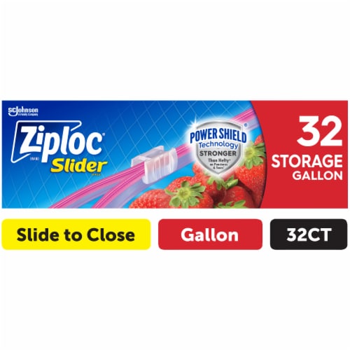 Ziploc Slider Storage Gallon Bags with Power Shield Technology, 32 Count Perspective: front