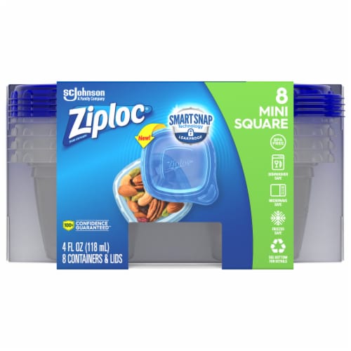 Ziploc® Square BPA-Free Plastic Snap Seal Food Storage Container -8 pack Perspective: front