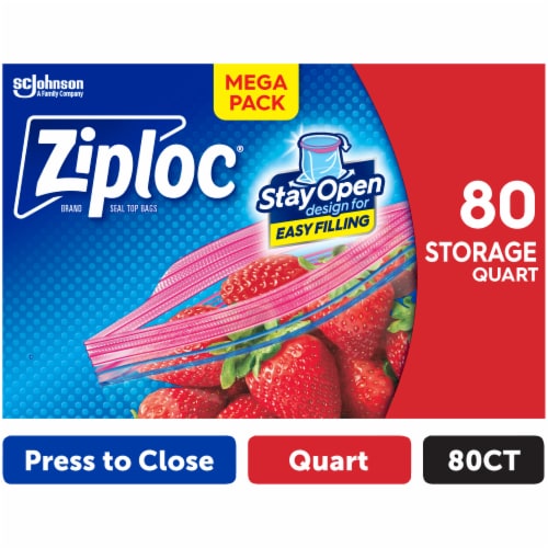 Ziploc Storage Bags, Quart - 80 count