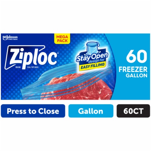 Ziploc® Gallon Freezer Bags with Stay Open Design Mega Pack, 60 ct - Kroger