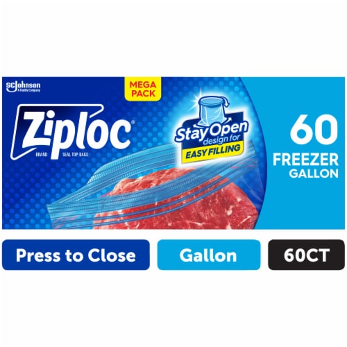 Ziploc® Gallon Freezer Bags with Stay Open Design Mega Pack Perspective: front