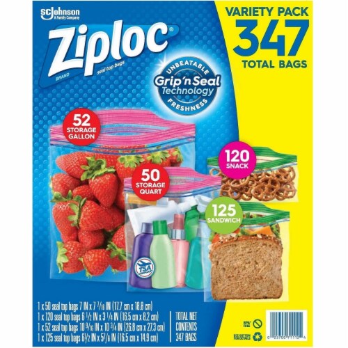 Ziploc Double Zipper Bag, Variety Pack, 347 Count, 1 unit - Fry's Food  Stores