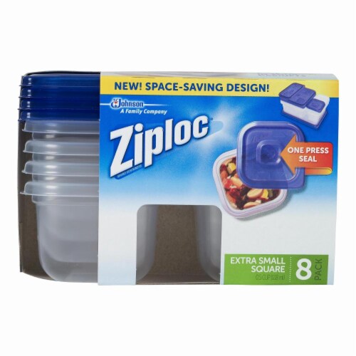 Ziploc One Press Seal Square Containers – 8 Count Perspective: front