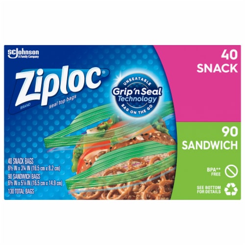 Ziploc Sandwich & Snack Lunch Pack Bags Perspective: front