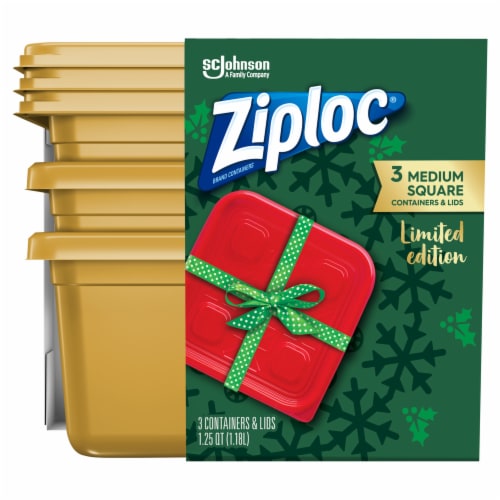 Ziploc Limited Edition Medium Square Containers & Lids - 6 pc - Gold Perspective: front