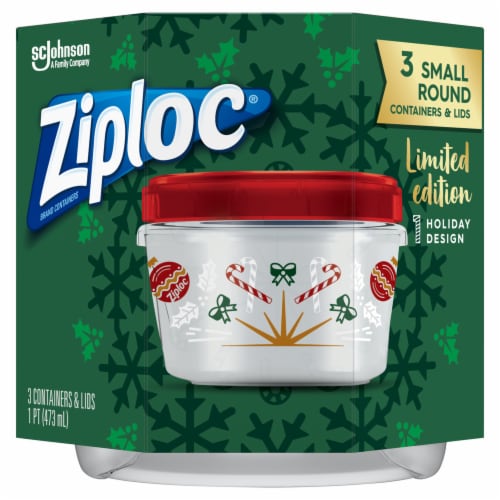 Ziploc Limited Edition Holiday Design Small Round Containers & Lids - 3  Pack, 1 pt - Ralphs