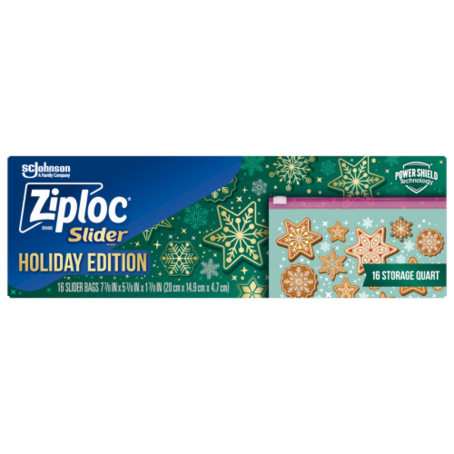 Ziploc Limited Edt Holiday Slider Storage Bags Red Quart, 20 each