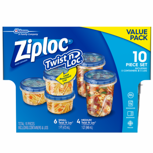 Ziploc Twist n Loc Value Pack Containers and Lids, 10 pc - Fry's Food Stores