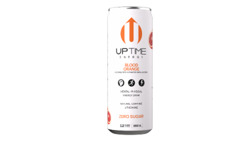 Uptime Zero Sugar Blood Orange Energy Drink Can Perspective: front
