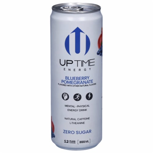 Uptime Zero Sugar Blueberry Pomegranate Energy Drink Can Perspective: front
