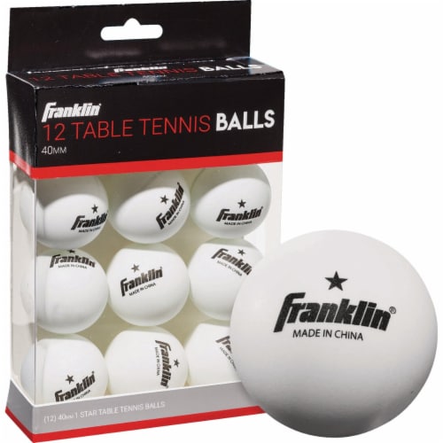 Franklin® 40mm 1 Star Table Tennis Balls - White Perspective: front