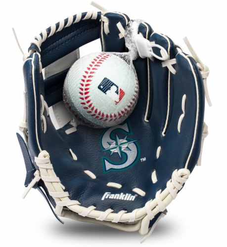 Seattle Mariners MLB Youth Tee Ball Glove & Ball Set Perspective: front