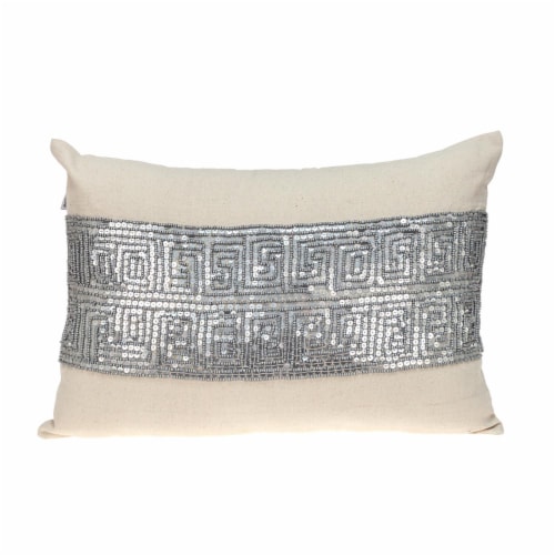Parkland Collection Misty Transitional Beige Throw Pillow 1