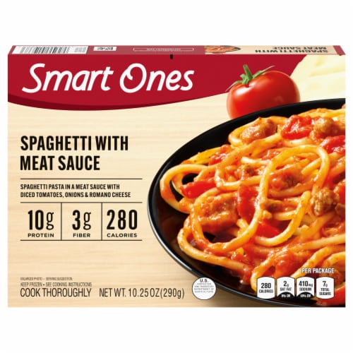 Smart Ones Spaghetti with Meat Sauce Frozen Meal, Box Perspective: front