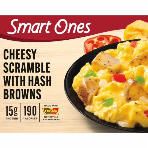 Smart Ones Cheesy Scramble w/ Hash Browns Eggs & Cheddar Monterey Jack & Mozzarella Frozen Meal Perspective: front