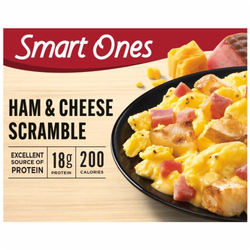 Smart Ones Ham & Cheese Scramble with Egg Whites Ham Potatoes & Cheese Frozen Meal Perspective: front