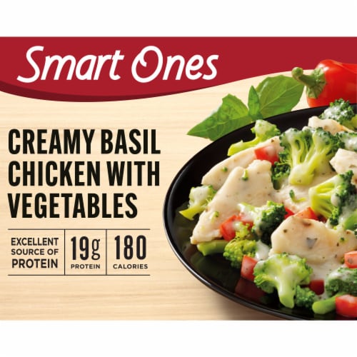 Smart Ones Chicken with Broccoli Red Peppers & Creamy Basil Parmesean Sauce Frozen Meal Perspective: front