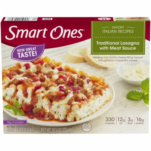 Smart Ones Traditional Lasagna with Meat Sauce & Mozzarella Cheese Frozen Meal, Box Perspective: front