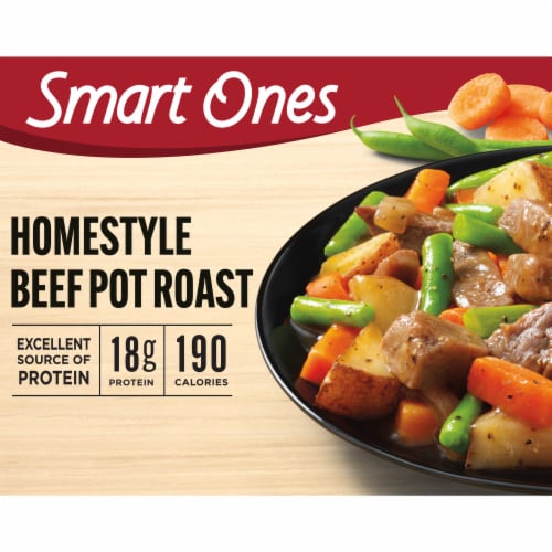 Smart Ones Homestyle Beef Pot Roast Frozen Meal, Box Perspective: front